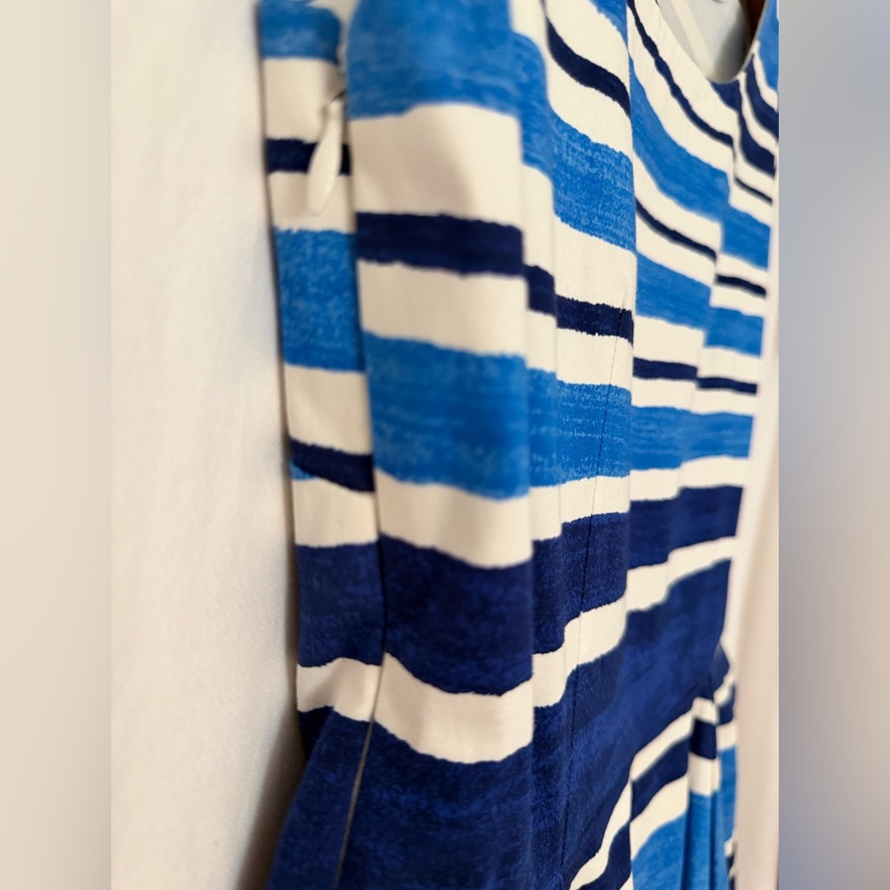 Kate Spade New York “Mariella” Striped Dress with Pleated Flare Skirt - Blue - 4 - Picture 9 of 16